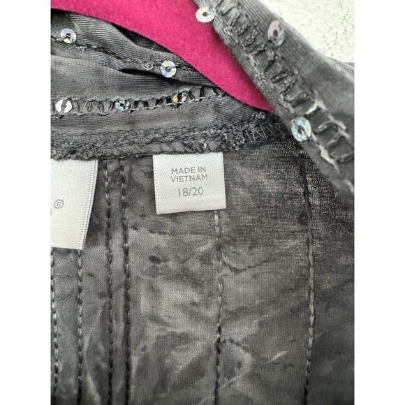 Avenue Women's Black Sequin Open Front Cardigan Blouse Duster Slinky 18/20 - Picture 6 of 11